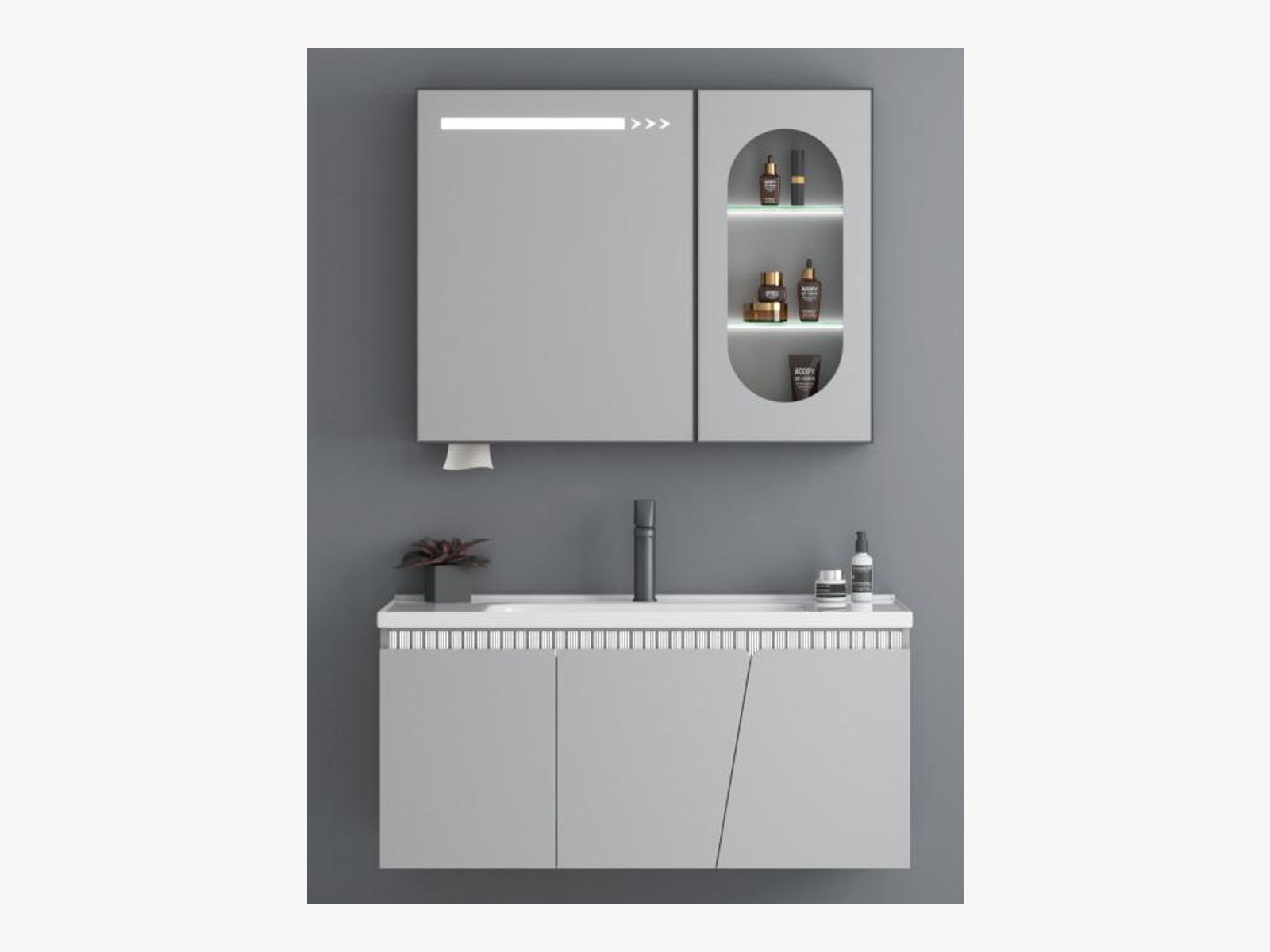 Vittoria Set Lavaman + Pasqyrë GRAY LIGHT 100×47 (WC05-100L)